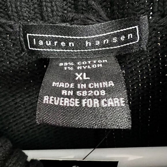 NWT Southwest BOHO Black White Short Sleeve Cowl Turtleneck Cotton Sweater - Picture 8 of 9